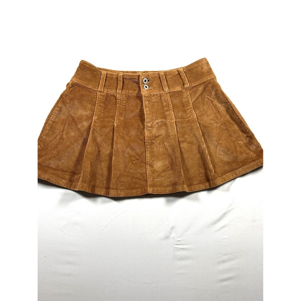 RE Generation Celebrity‎ Pink Corduroy Pleated Mini Skirt Brown Tan Size 7